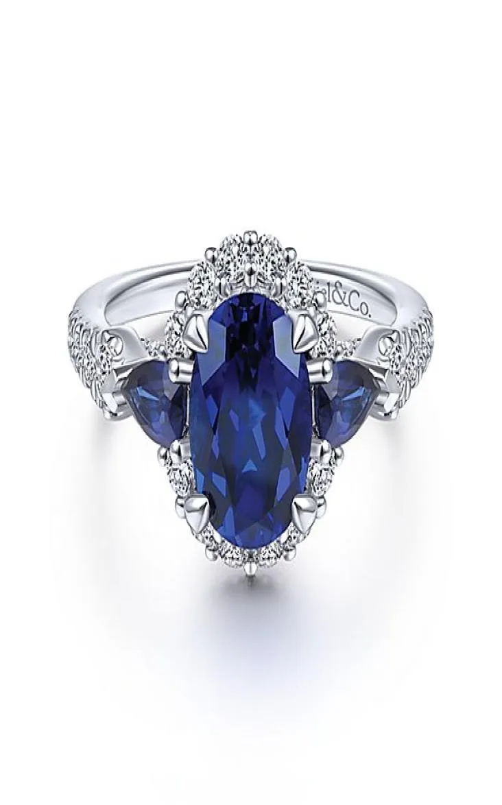 Anello nuziale di fidanzamento romantico femminile in argento 925 con diamante blu alla moda, misura 6108479104