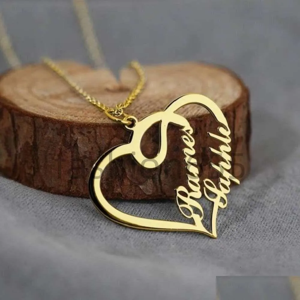 Pendant Necklaces Personalized Layered Name Heart Charm Custom Letter Color Bohemian Jewelry Gift For Friend Drop Delivery Ot6Ee