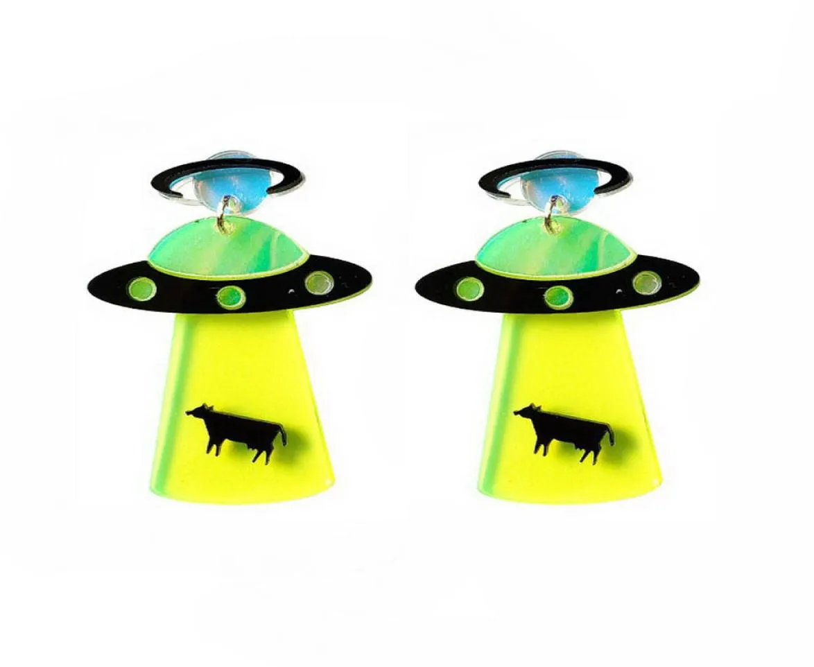 UFO ET Dangle Oorbellen voor dames trendy sieraden acryl groen helder mode-accessoires3375050