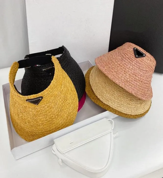 2021 Summer Empty straw hat sun hats Beach holiday cap Grass Braid caps 6 color1585575