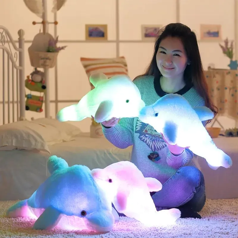 Oreiller en peluche lumineux clignotant coloré de 45cm, avec lumière LED, jouet doux, poupée en peluche pour cadeau d'anniversaire, vente en gros