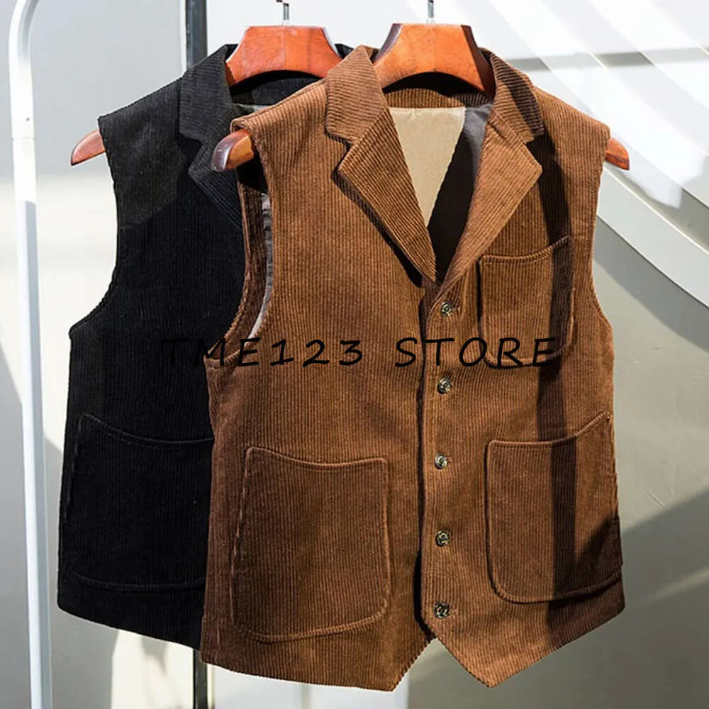 Männer Cord V-ausschnitt Einreiher Business Casual Weste Anzug Männliche Manschettenknöpfe Steampunk Elegante Anzüge Mann Westen Formale Herren