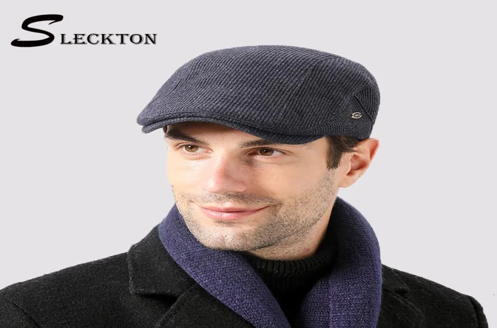 Sleckton 2020 chapeaux d'hiver pour hommes bérets de haute qualité casquette mode gavroche velours pour garder au chaud papa chapeau français casquettes plates8536841