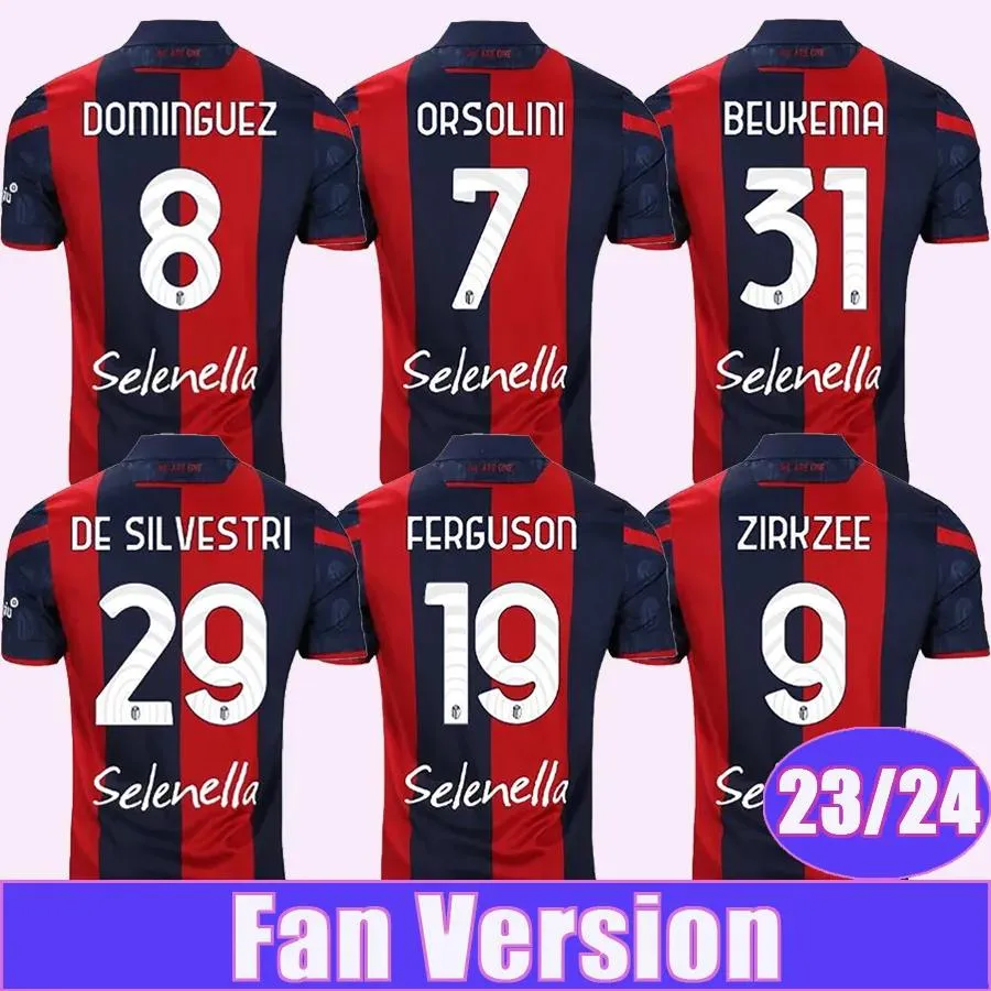 Portez 23 24 Bologne Mens Soccer Jerseys Posch Orsolini Dominguez Zirkzee Ferguson de Silvestri Beukema Barrow Home Football Shirt