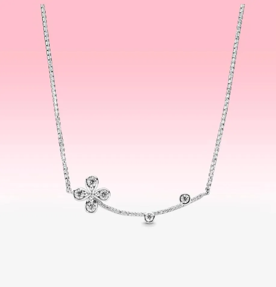 Nouveau cristal souriant trèfle collier femmes filles chanceux bijoux pour P 925 fleur en argent sterling pendentif chaîne colliers avec BOX8944122