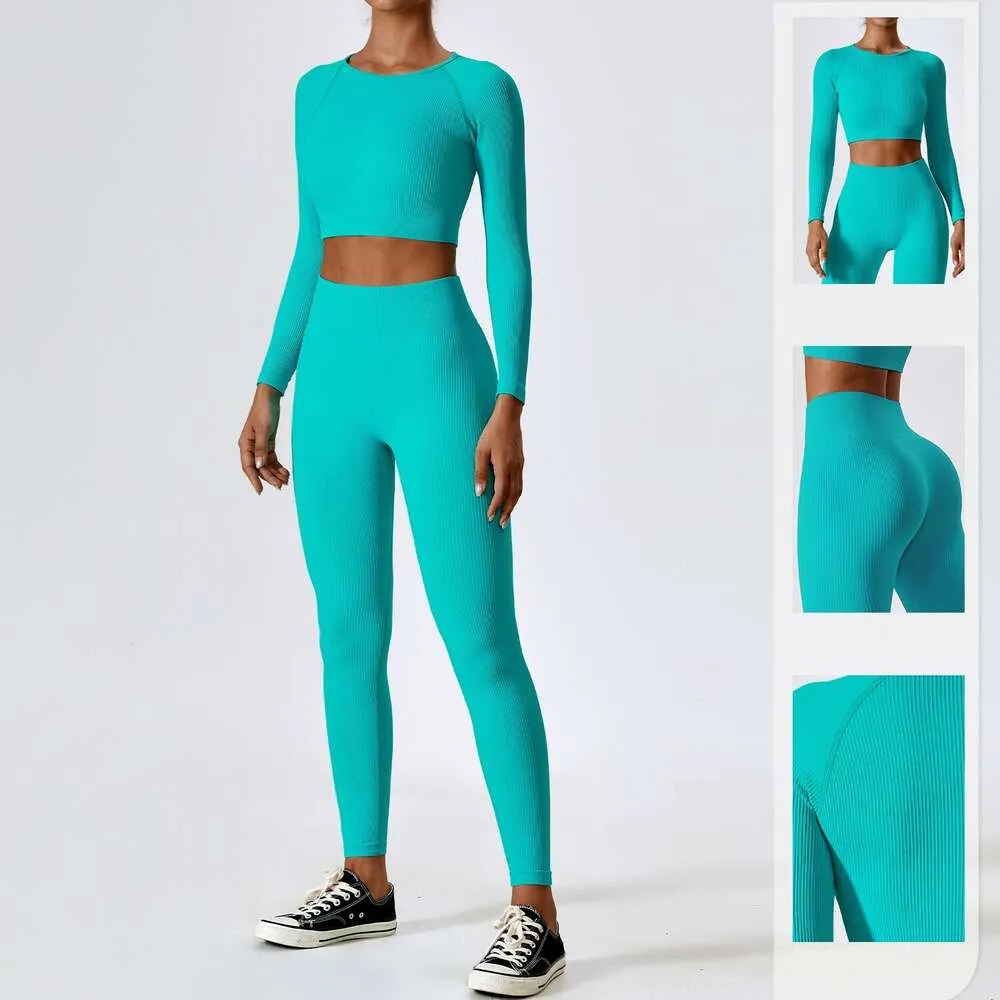 2024 Lu Align Cintura Thread High Women Seamless Hip Lift Set Gym Running Elastic Secagem Rápida Suor Wicking Fitness Sportswear Yoga Lemon LL mulher