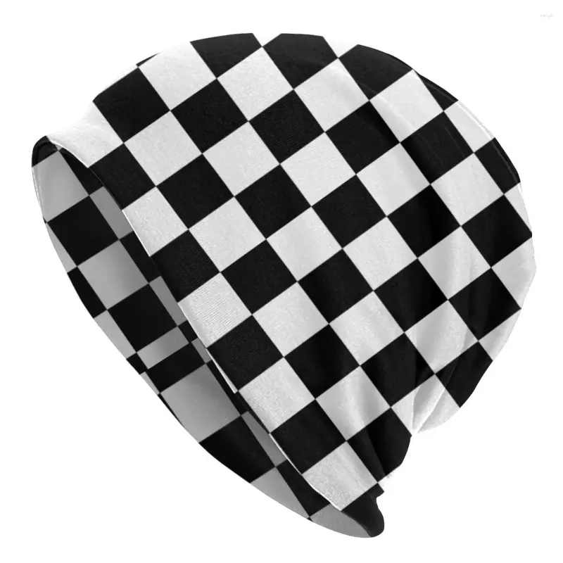 ベレットボンネットハットメンズレディースシンハット黒と白のチェッカーボード秋の春の暖かいキャップデザインスカリービーニーキャップ