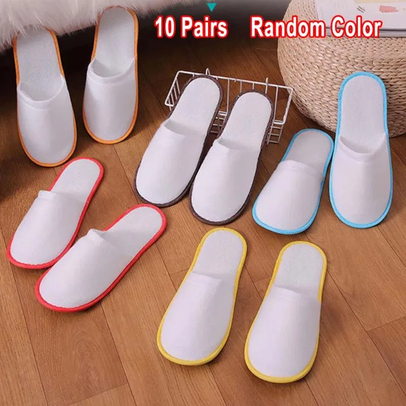 Conjunto acessório de banho 10 pares spa el convidado chinelos macios fechados toe descartável viagem chinelo festa uso doméstico homens mulheres sapatos unissex