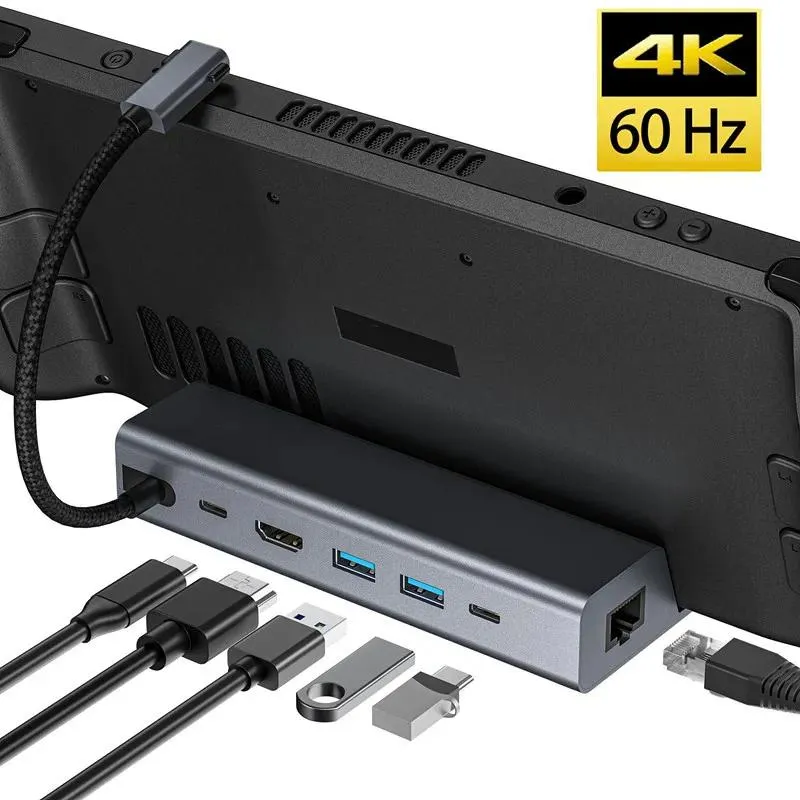 Adaptrar för Steam Deck Dock Station Stand HD 4K 60Hz 6 i 1