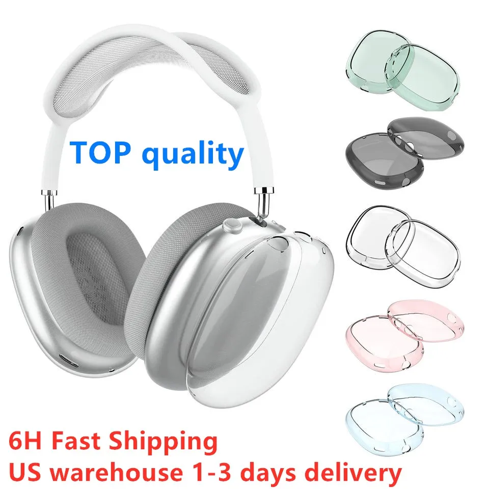 For Airpods Max CASES Metal ANC Earphones Accessories Transparent TPU Solid Silicone Waterproof Protective case AirPod Maxs Headphones Headset cover Case