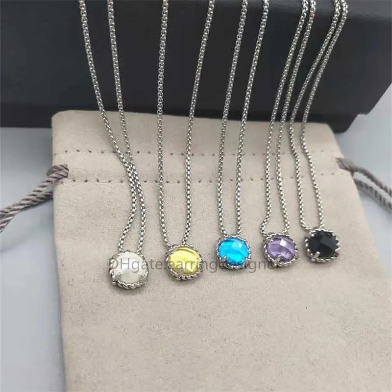 Chokers Box Chain Designer Luxury Necklaces Dy Cable Classics Pendant Necklace in Sterling Silver with Amethyst and Pave Diamonds at Ahee