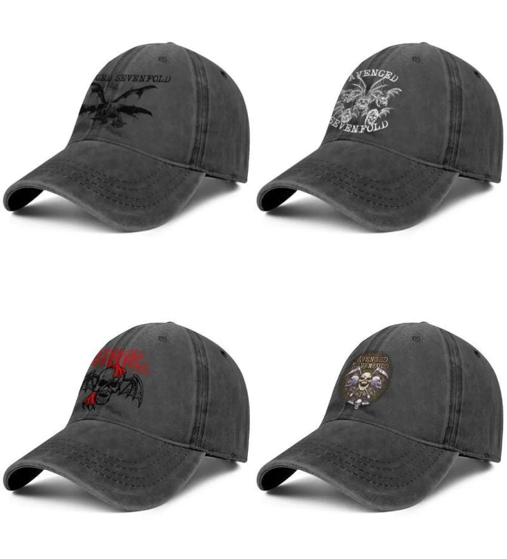 Avenged Sevenfold A7X Skull Deathbat berretto da camionista in denim da uomo e da donna, cappelli da baseball moda sportiva personalizzata da golf adattati H4510373