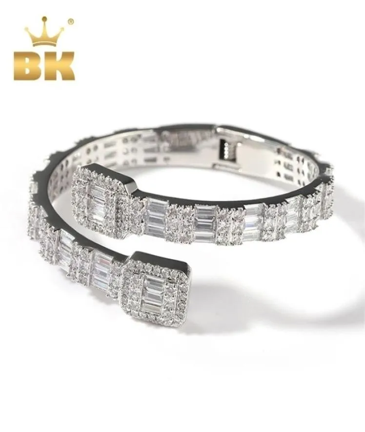 The Bling King 7mm Baguette Cuff Bangel Micro Paved Bling Square Cubic Zirconia Armband Luxury Wrist Rapper Jewelry Punk Bangle 23646591