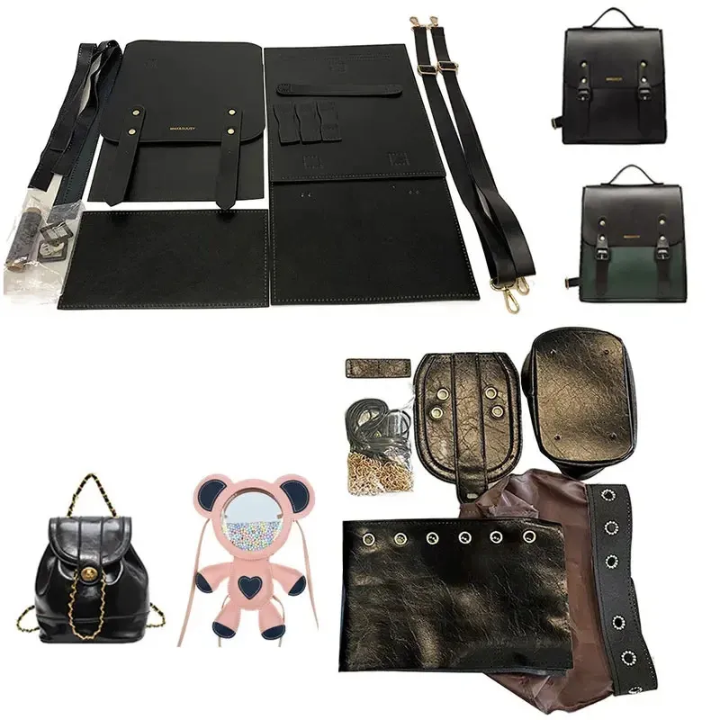 Handgefertigtes Schultaschen-Set, Handnähen, Lederhandwerk, DIY-Rucksack-Set, Nähmaterial für Tasche, Handtasche, Zubehör 231226