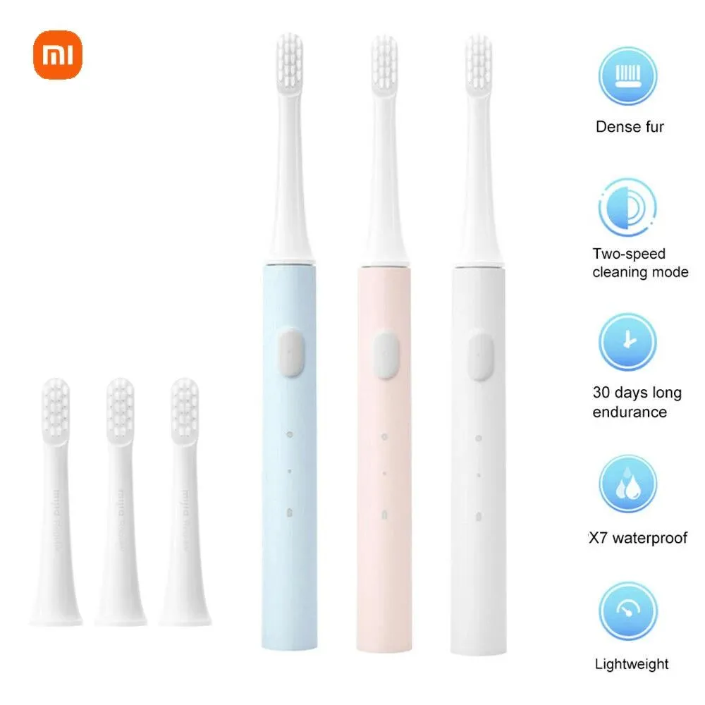 Зубная щетка Xiaomi Mijia Sonic Электрическая зубная щетка Mi T100 Ультразвуковая автоматическая зубная щетка USB Перезаряжаемая водонепроницаемая насадка для зубной щетки