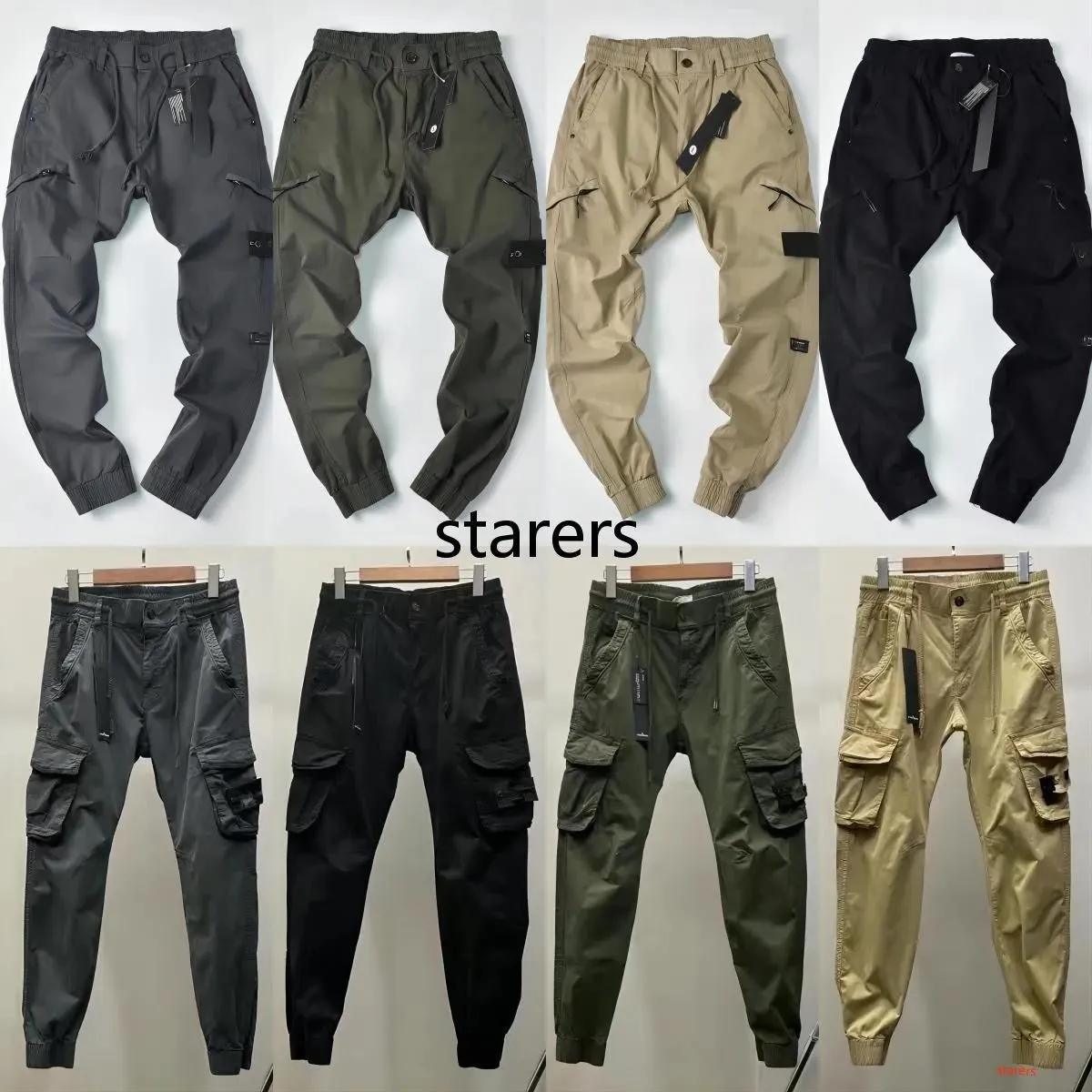 Spodnie projektant mężczyzn Purple Emblem Stones Island Cargo Work Pants luźne szerokie nogi spodnie harlanowe spodni Radish Spodnie Multi Pocket Sport