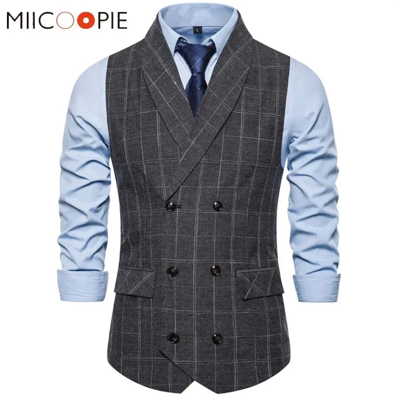 Jaquetas clássicas de negócios xadrez mens terno colete casual cavalheiro festa casamento slim fit chaleco mais recentes designs de colete para roupas masculinas