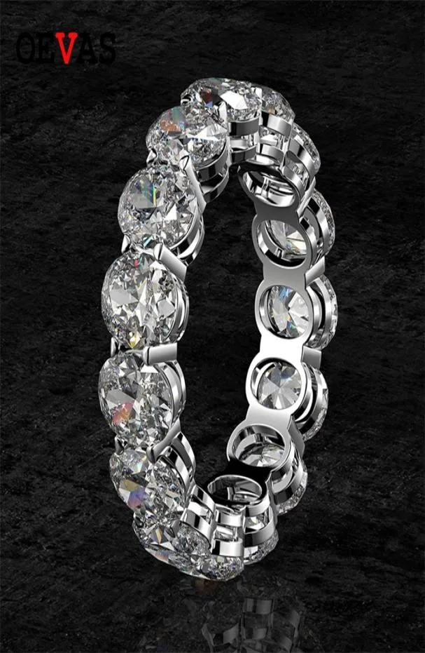 Solitaire Ring OEVAS 100 925 Sterling Zilver 5.7mm Ovaal Geslepen Volledige Ring Voor Vrouwen Vonkende Hoge Koolstof Diamant Bruiloft Fijne Sieraden 3080067