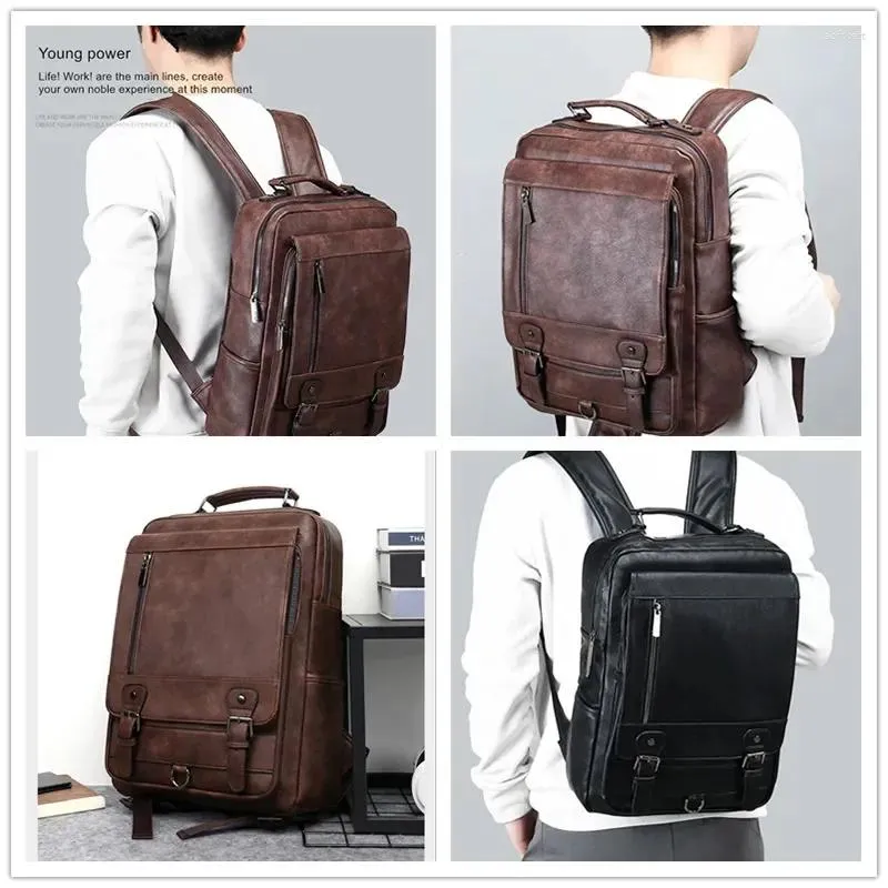 Mochilas Escolares De Alta Calidad Para Hombre Morral De Cuero A La Moda Para Hombre Bolso