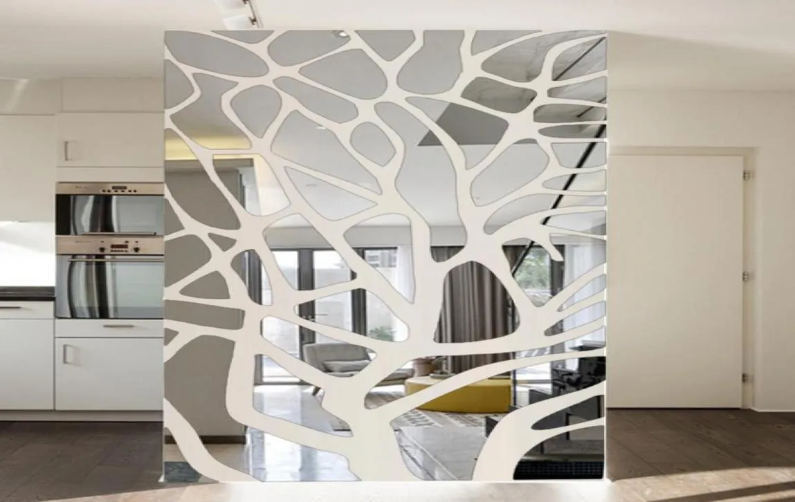 Zdejmowane 3D DIY Mirror Tickers Tree Sypialnia Dekoracja salonu