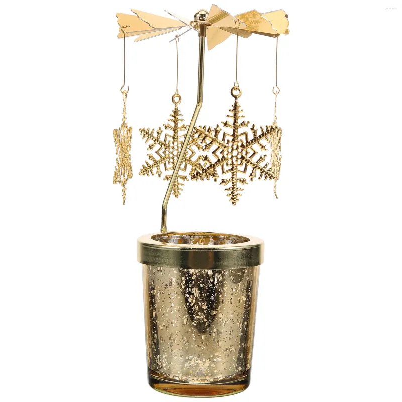 Świece uchwyty świąteczne Wedding Centerpiece Ornament stół obracający się świecznik metalowy luksusowy lampka konna