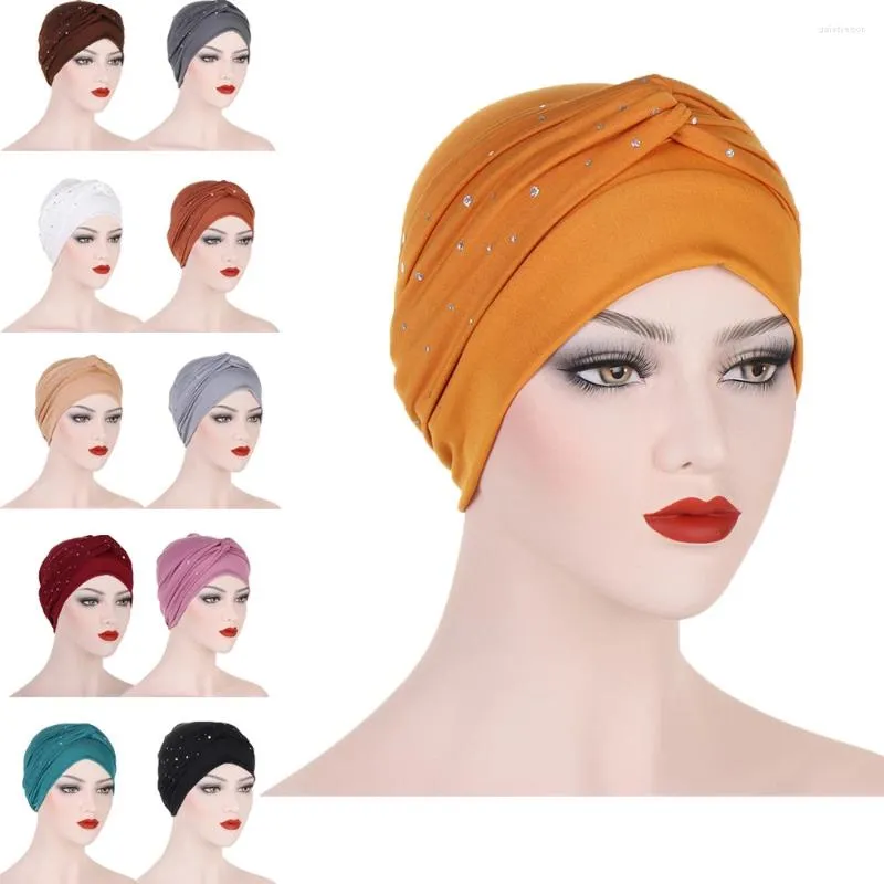 Etniska kläder kvinnor muslimsk knut twist huvud turban wrap cancer cancer kemo islamisk arab cap hatt håravfall motorhuven beanies hijab headscarf