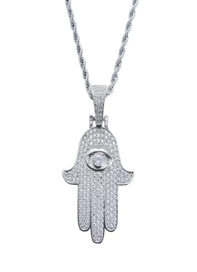 FashionHamsa main pendentif colliers pour hommes femmes main de Fatima diamants collier Judée arabe religieux protecteur bijoux réel go7104275