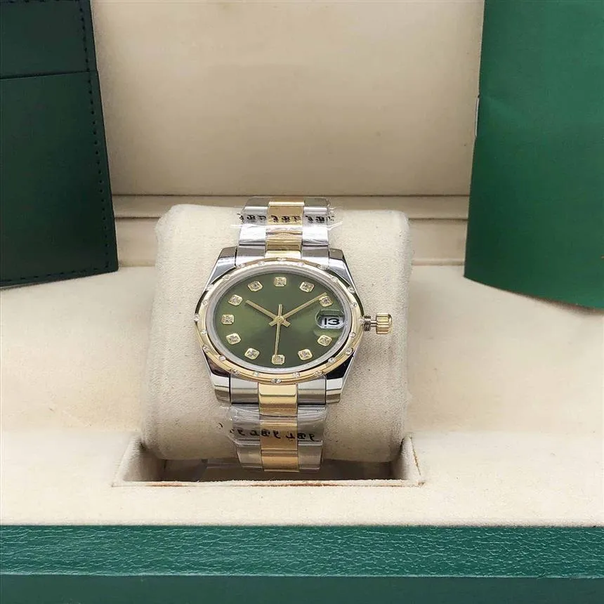 31mm Datejust Mens Watch Crystal Case Automatiska mekaniska klockor Silverguld Rostfritt stål Remmband Mans Business2639