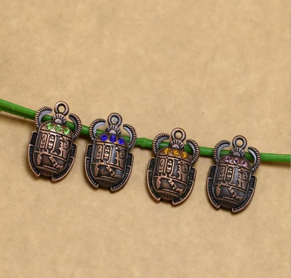 100st 1626mm Rhinestone Egyptian Scarab Beetle With Charm Beetle Charm Pendant för halsbandsarmbandsmycken Making1517062697