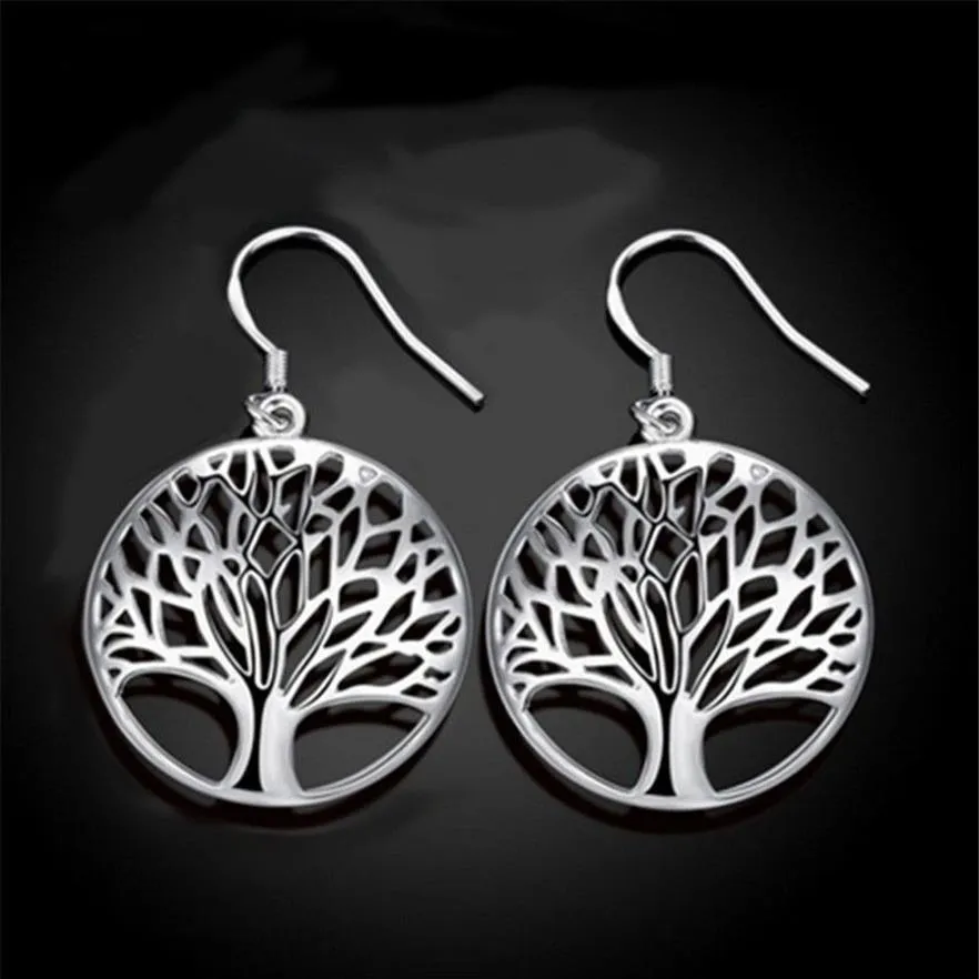 20pairs of Tree of Life Earrings Silver Fish Ear Hook Antique Silver Chandelier3203