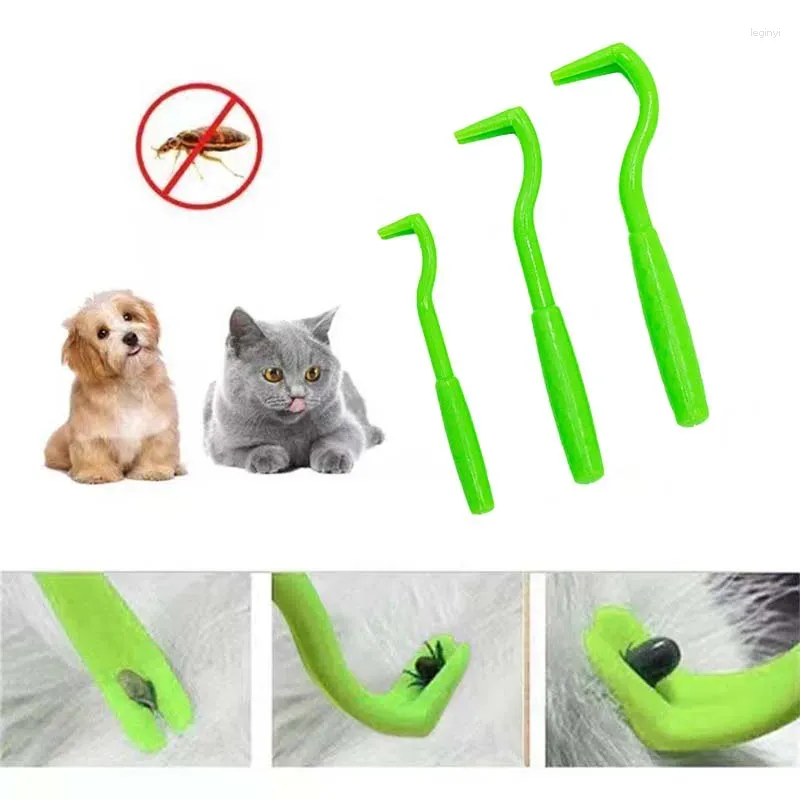 Ropa para perros 3 unids / set Removedores de pulgas para mascotas Gancho de rascado de plástico Quitar Tick Cat Mite Remover Pinzas Clip Mascotas Suministros de aseo