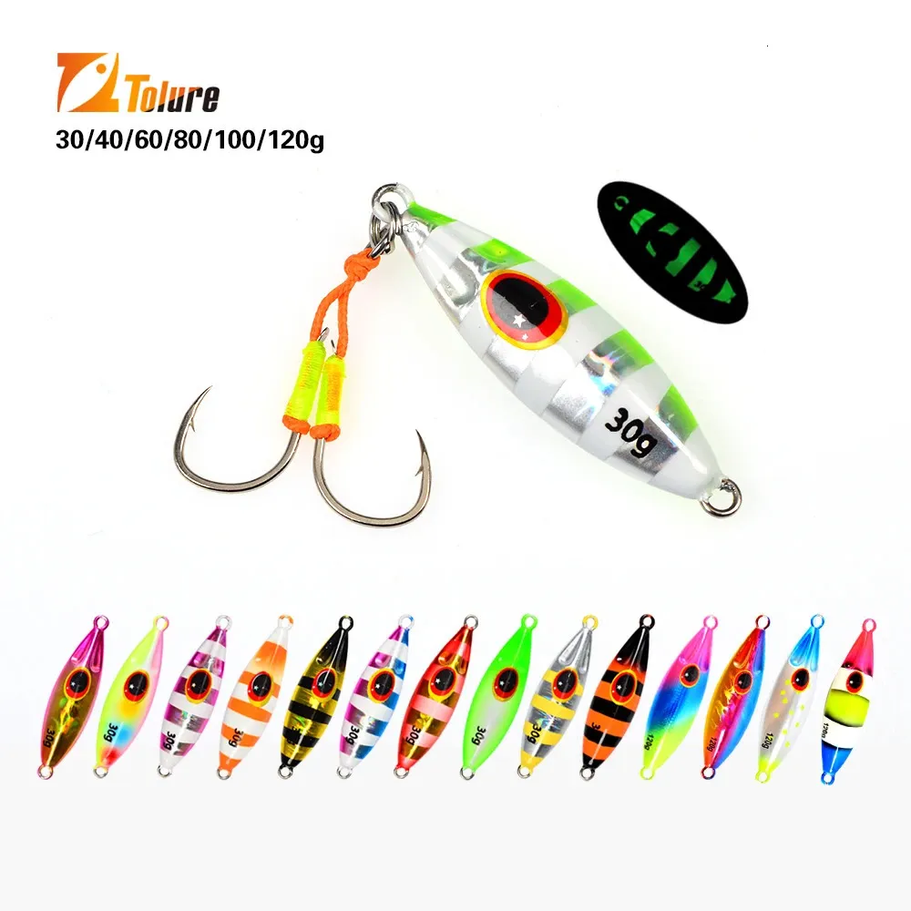 TOLU Slow Bee pitch jig 30g 40g 60g 80g 100g 120g Shore Casting Jigging Colher Isca Brilho Pesca em água salgada com gancho 231226