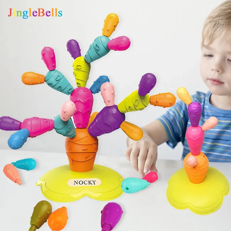 Toddler DIY dengeleme kaktüs sıralama binası seti gökkuşağı istifleme kulesi biliş montessori 18 ay boyunca bebek 231225