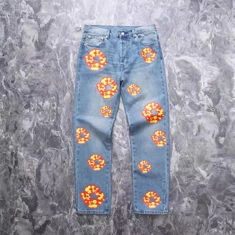 Calças de brim roxas calças jeans dos homens designer em linha reta hip hop y2k calças alta rua para homens carga jeans 902