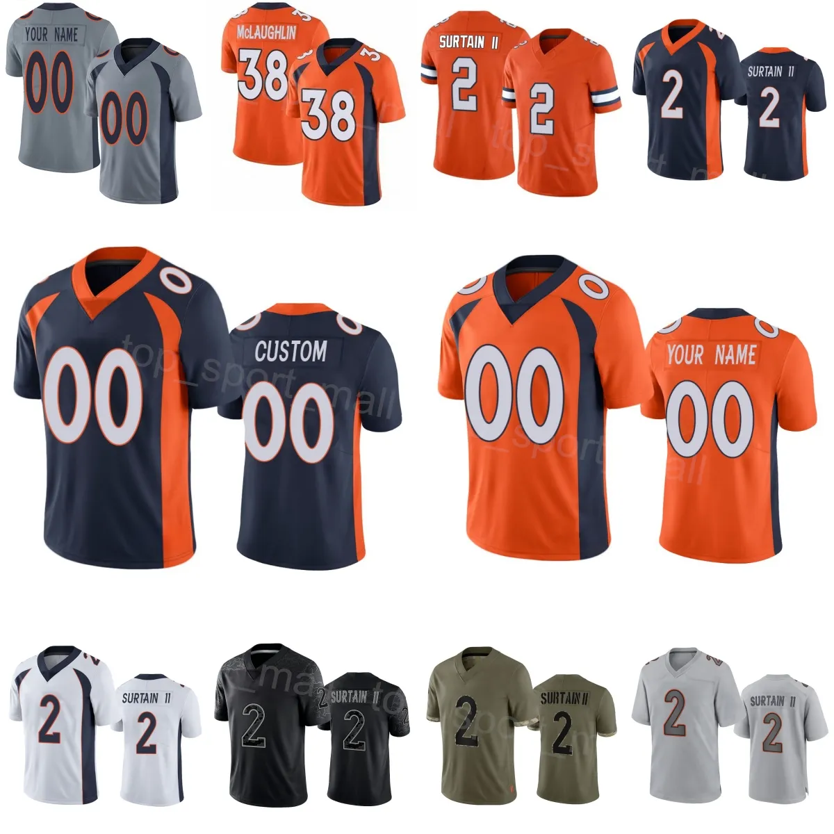 Hommes Femmes Jeunes Football 38 Jaleel McLaughlin Jersey 25 Samaje Perine 19 Marvin Mims Jr 0 Jonathon Cooper 2 Pat Surtain II 99 Zach Allen 29 JaQuan McMillian Color Rush