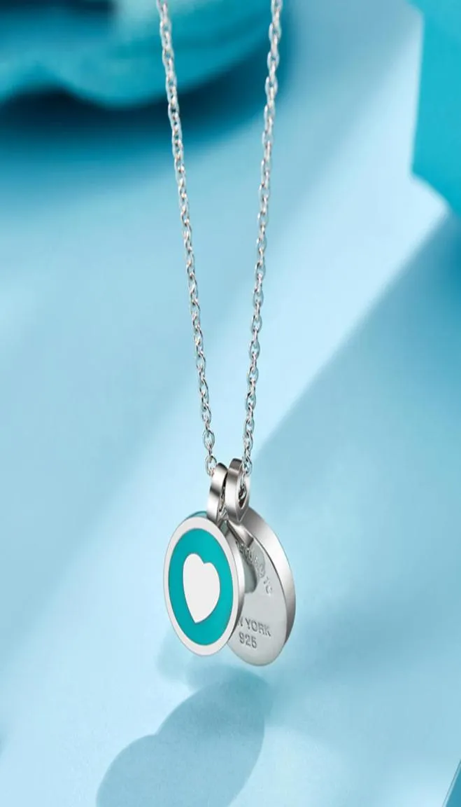 Yeni orijinal mavi hediye kutusu 925 gümüş klasik aşk kolye kolye çift kalpler kolye kadın039s moda mücevher tasarımcısı 15883125