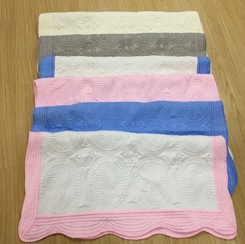 Filtar baby filtar 100% bomullsbroderi filt ruffle baby quilt spädbarn swaddling sommar hem levererar gratis frakt 15 mönster 5 st