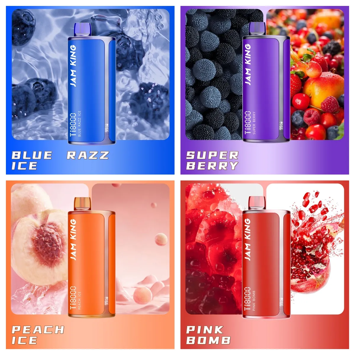 Jam King Ti8000 Puff Vape Cigarette jetable électronique E-Liquide Écran d'affichage simple Vape Pen 19 ml Prérempli 600 mAh Batterie rechargeable Vape Puff 8000