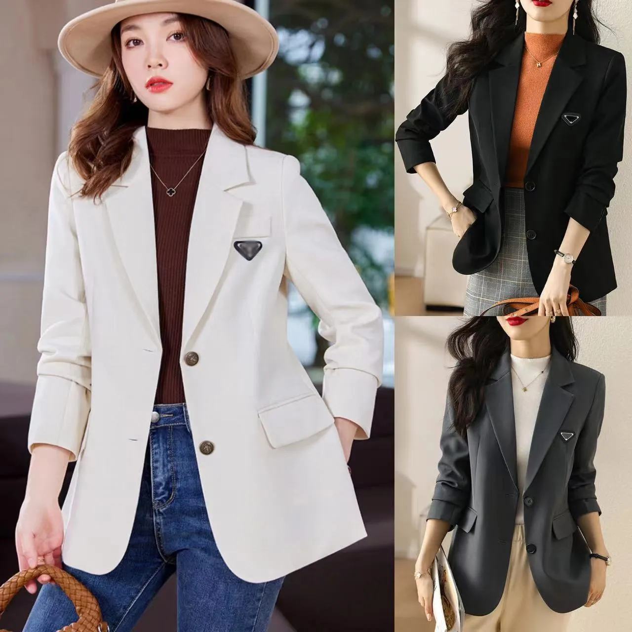 2024 Spring Women's Pradaa Suit Jacket Women's Clothing 2024SS Women's Professional Suit Women's Oversized pradaa Blazer