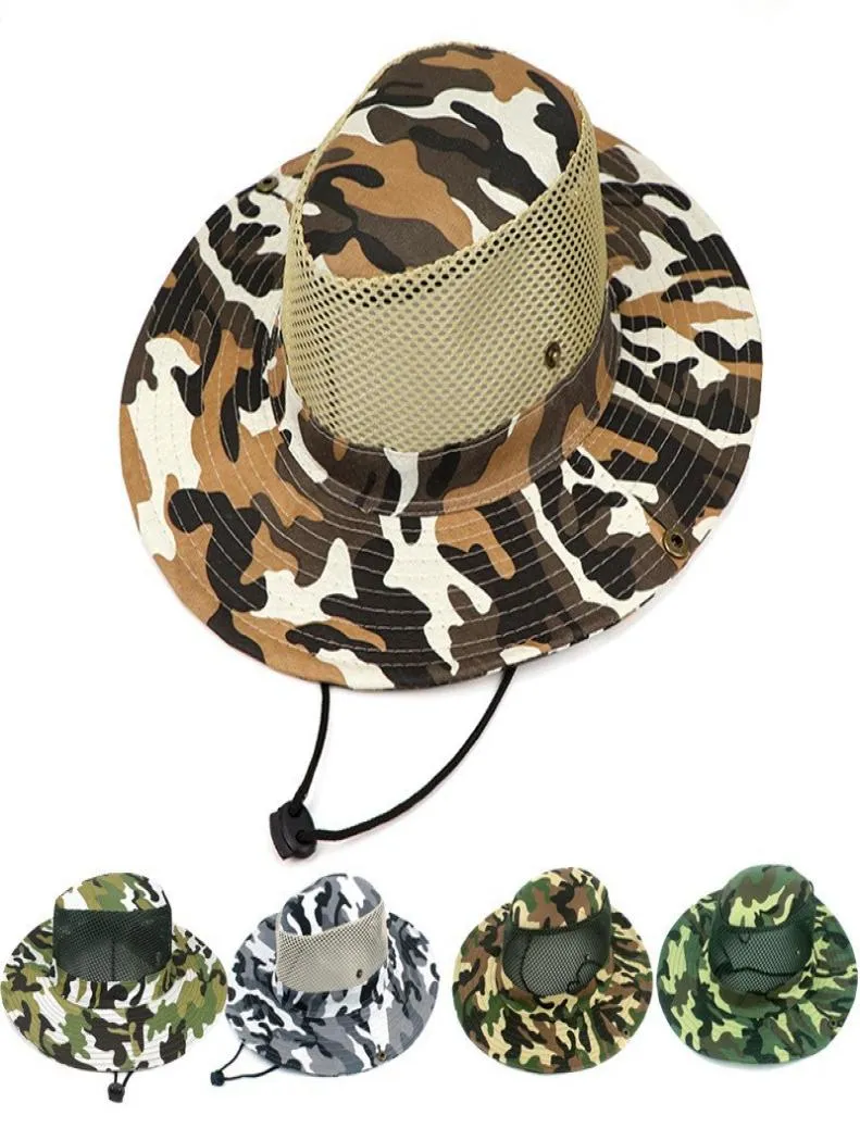 Cappello Boonie Sport Camouflage Jungle Berretto militare Adulti Uomo Donna Cowboy Cappelli a tesa larga per la pesca Packable Army Bucket Hat CNY1141591572