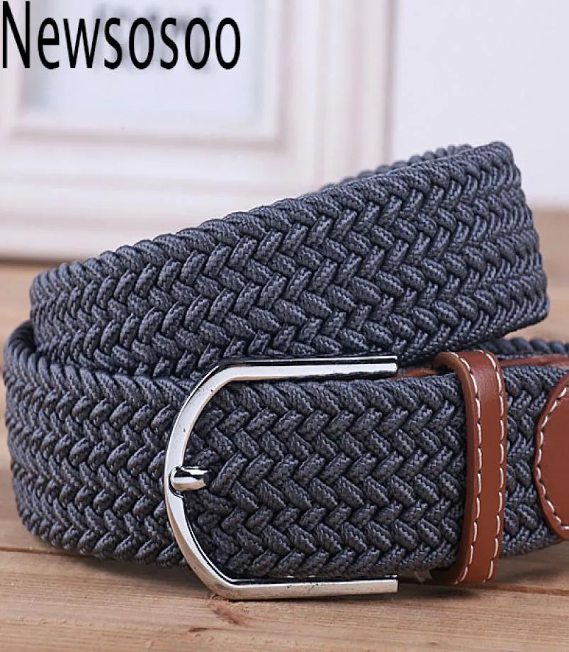 2018 Men39S Casual Belts Elastic Luxury Stripes Gentleman Mens Canvas Belt Jeans Belt för män Utökad bälte Gray Black Blue Kha3337023