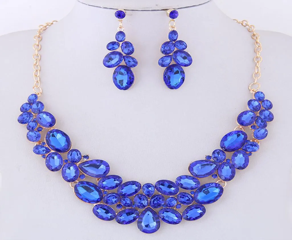 Crystal Stone Jewellery Sets For Women Bijoux Femme Necklace Set Statement Necklaces Pendants Gold Color Jewelry Sets1511159