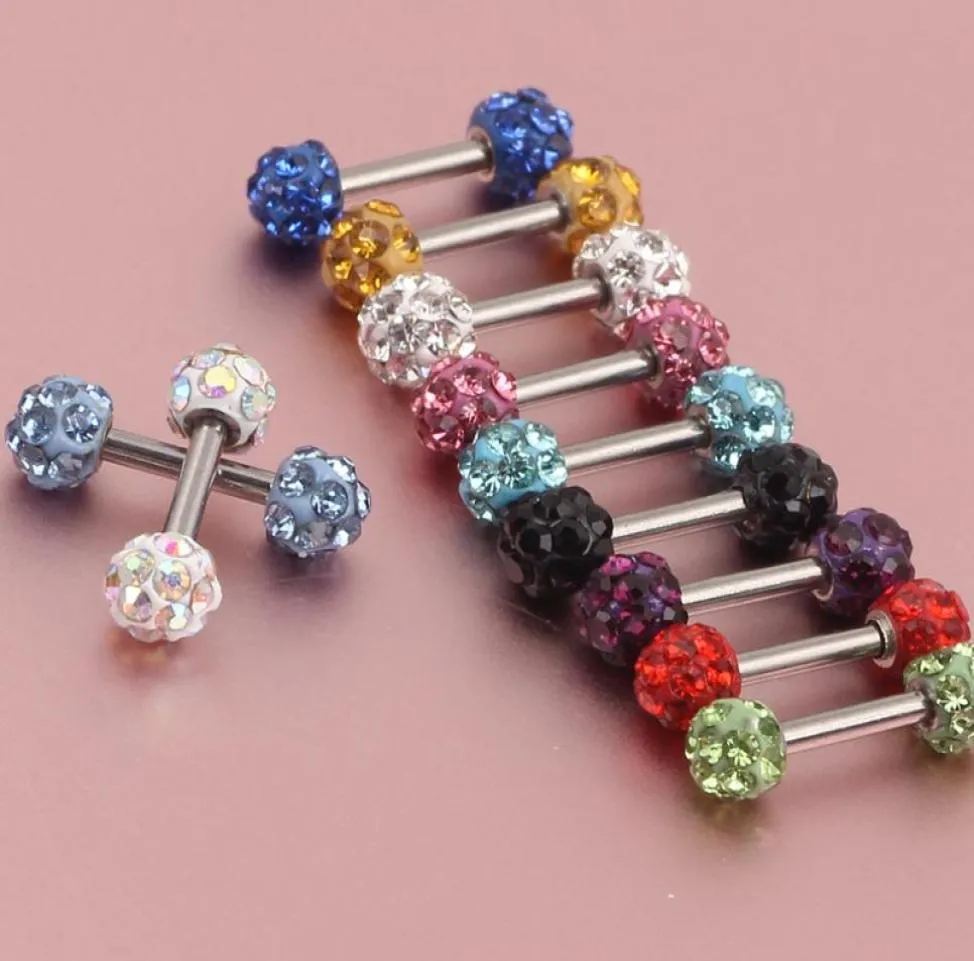 Lichaamssieraden Hele 50 stuksslot mix 10 kleuren kristallen bol oorbel body piercing sieraden nep oor stud tongring6469884