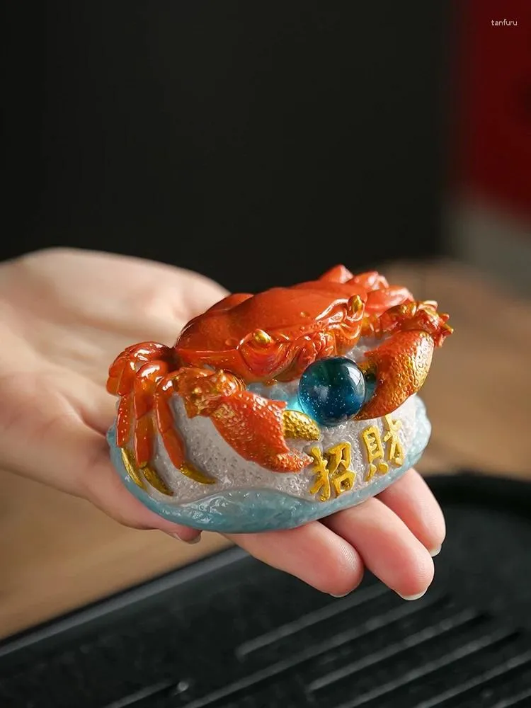 Tea Pets Chinese Ceremony Figurine Play Coffee Table Decoration Home Study Cute Crab Color-changing Pet Set