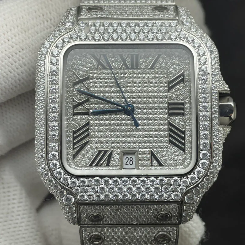 Relógios masculinos de diamante completo 9015 movimento mecânico automático relógios 40mm safira à prova d'água moda 904l relógios de pulso de aço inoxidável Montre De Luxe