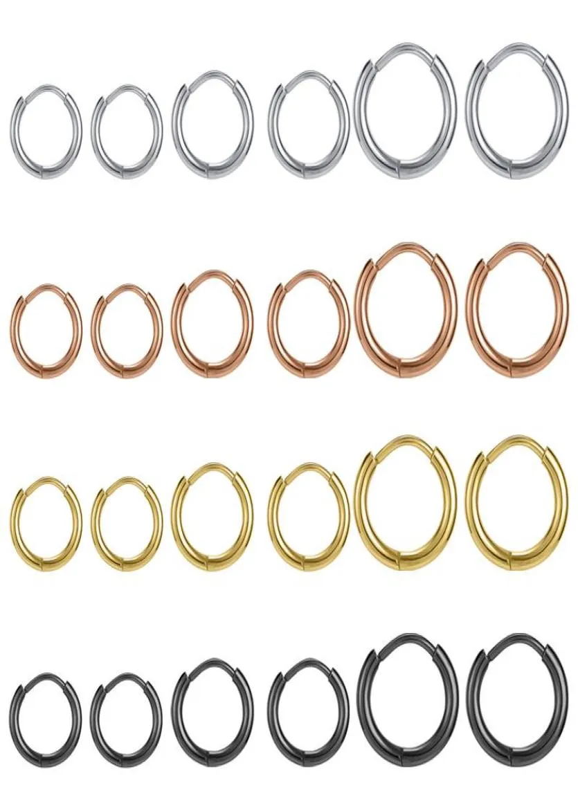 Hoop Huggie Aoedej High Polish Smooth Round Earring Women Män Rostfritt stål Rose Gold Small Punk Gothic Loop5435577