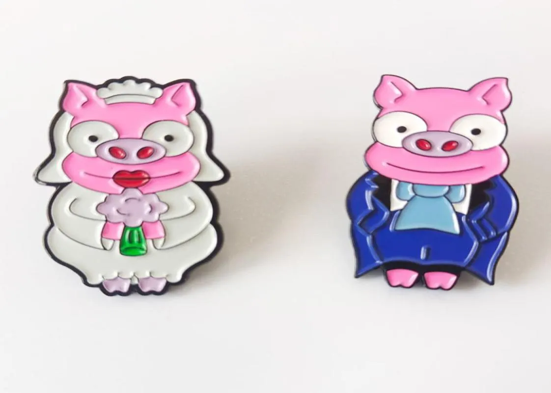 Niedliche Schwein-Hart-Emaille-Pins zum Sammeln von lustigen Tier-Metall-Cartoon-Broschen, Rucksack-Kragen-Revers-Abzeichen, für Männer und Frauen, Modeschmuck, Geschenke. 3892557