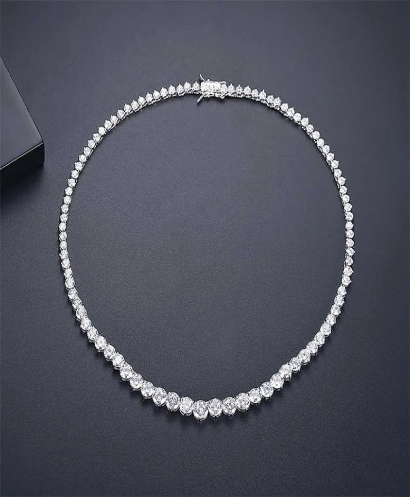 Модное ожерелье для влюбленных Lab Diamond Cz Stone Белое золото Заполненное колье-подвеска для женщин Свадебная вечеринка Свадебные украшения 2206506478