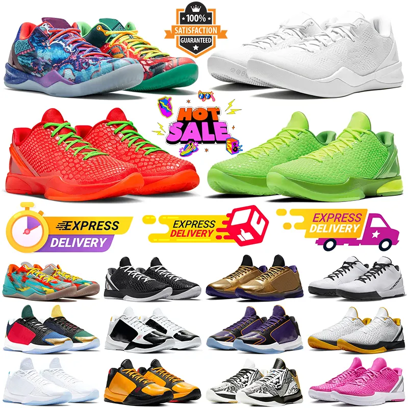 Mamba 6 Protro Grinch Chaussures de basket-ball Mambacita Bruce Lee Big Stage Think Pink Prelude Chaos 5 Anneaux Or métallique Invaincu Ce que les baskets de sport pour hommes