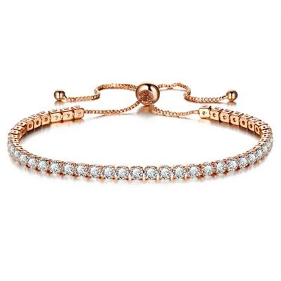 Nova pulseira de tênis redonda para mulheres rosa ouro prata cor zircônia cúbica charme pulseiras pulseiras femme casamento jóias2399